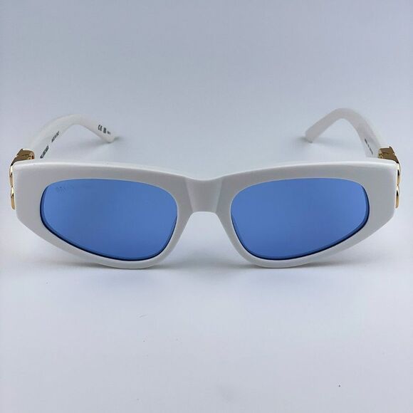 SALE! NEW Balenciaga BB0095S 004 White Gold Logo Blue Cat Eye Unisex Sunglasses main image 6